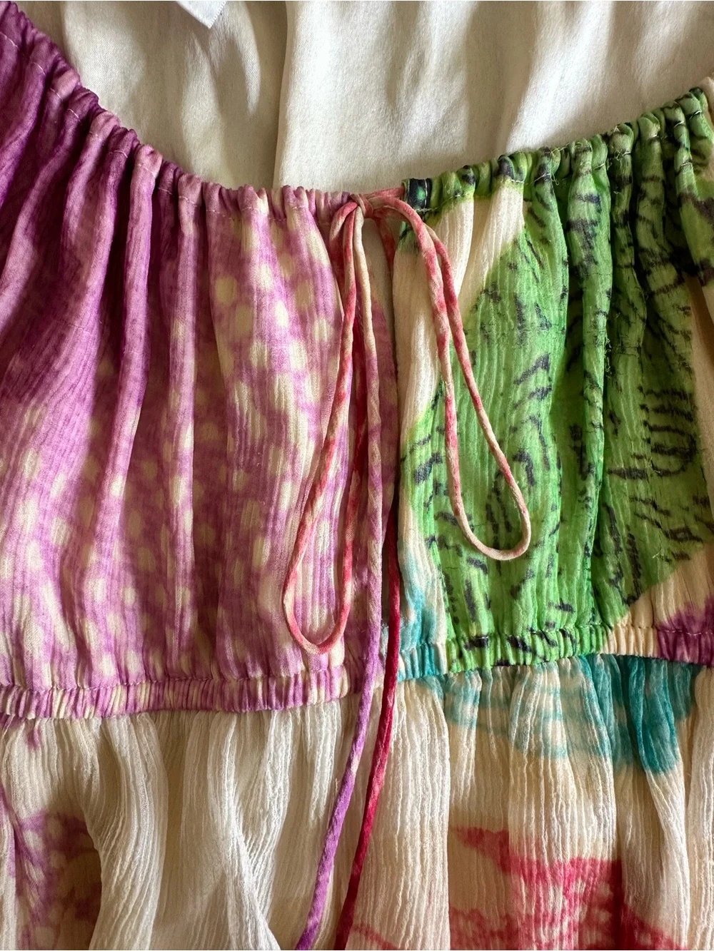 DVF Blouse with Pink and Green Watercolor Print